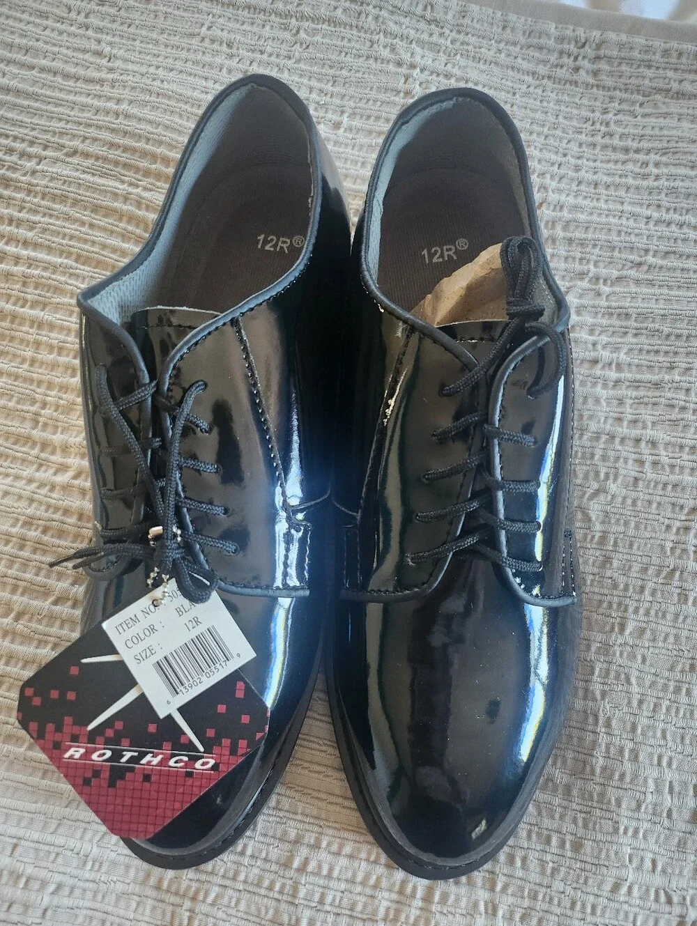 Rothco Black Hi Gloss Oxford Shoes Size 12R
